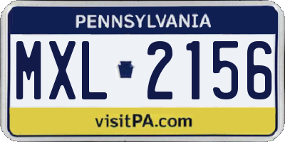 PA license plate MXL2156