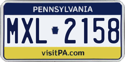 PA license plate MXL2158