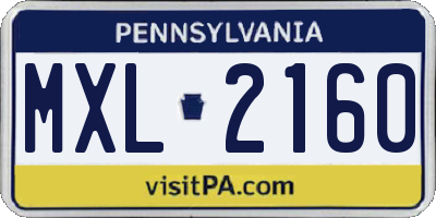 PA license plate MXL2160