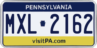 PA license plate MXL2162