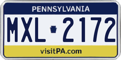 PA license plate MXL2172