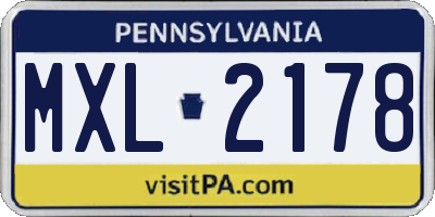 PA license plate MXL2178