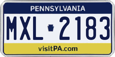 PA license plate MXL2183