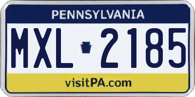 PA license plate MXL2185