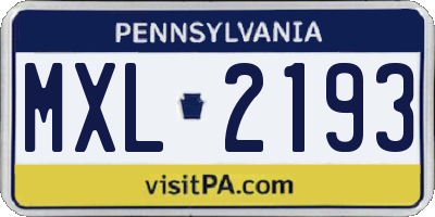PA license plate MXL2193