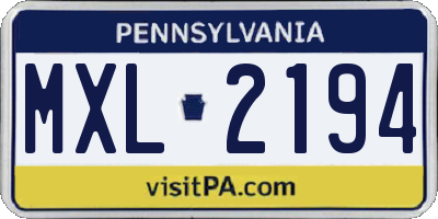 PA license plate MXL2194