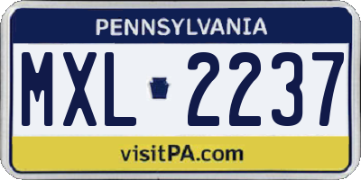 PA license plate MXL2237
