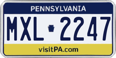 PA license plate MXL2247