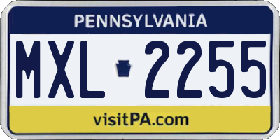 PA license plate MXL2255