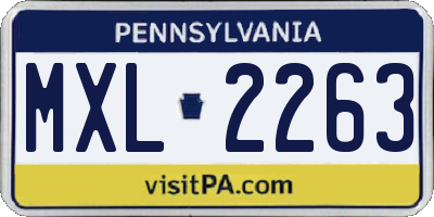 PA license plate MXL2263