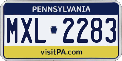 PA license plate MXL2283