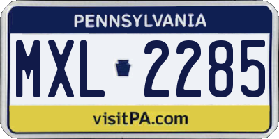 PA license plate MXL2285