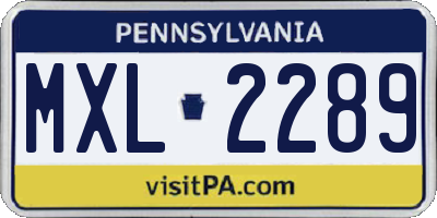 PA license plate MXL2289