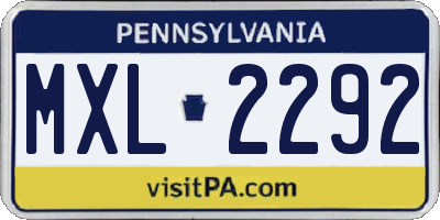 PA license plate MXL2292