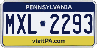 PA license plate MXL2293