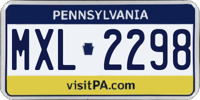 PA license plate MXL2298