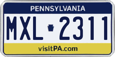 PA license plate MXL2311
