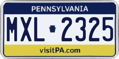 PA license plate MXL2325