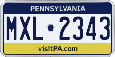 PA license plate MXL2343