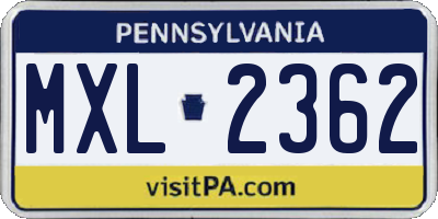 PA license plate MXL2362
