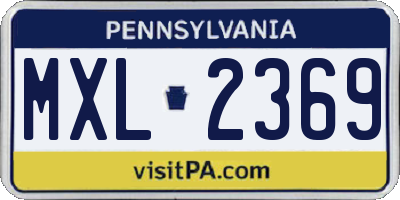 PA license plate MXL2369