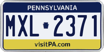 PA license plate MXL2371