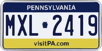 PA license plate MXL2419