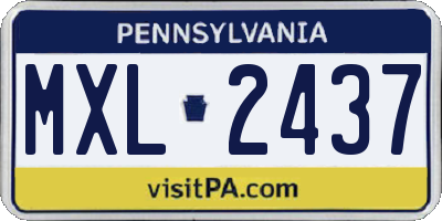 PA license plate MXL2437