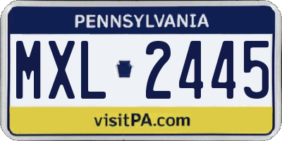 PA license plate MXL2445