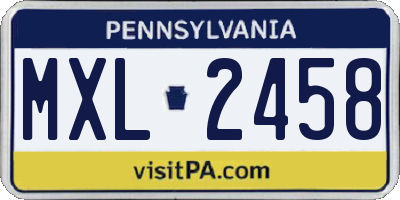 PA license plate MXL2458