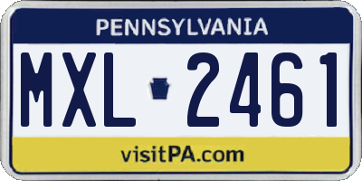 PA license plate MXL2461