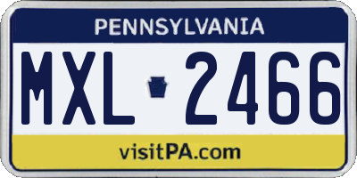 PA license plate MXL2466
