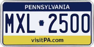 PA license plate MXL2500
