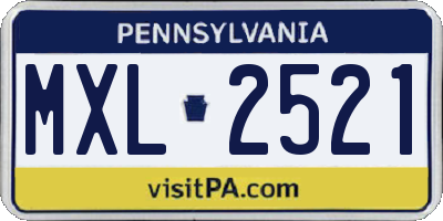 PA license plate MXL2521