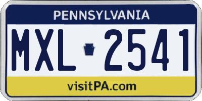 PA license plate MXL2541