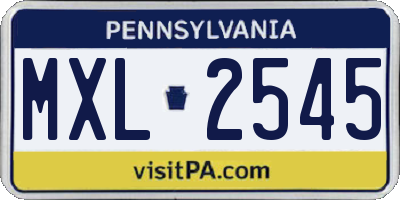 PA license plate MXL2545