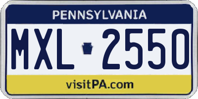 PA license plate MXL2550