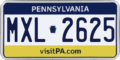 PA license plate MXL2625