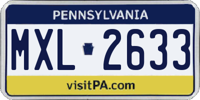 PA license plate MXL2633