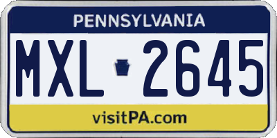 PA license plate MXL2645