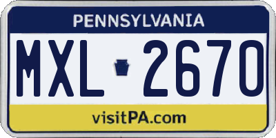 PA license plate MXL2670