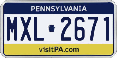 PA license plate MXL2671