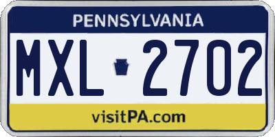 PA license plate MXL2702