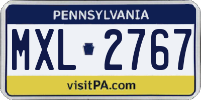 PA license plate MXL2767