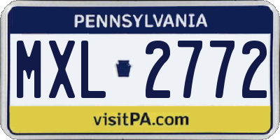 PA license plate MXL2772