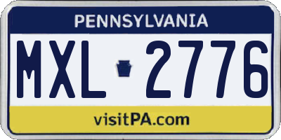 PA license plate MXL2776