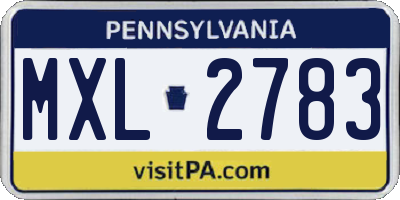 PA license plate MXL2783