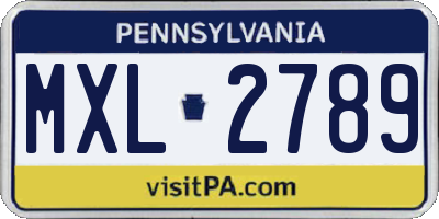 PA license plate MXL2789