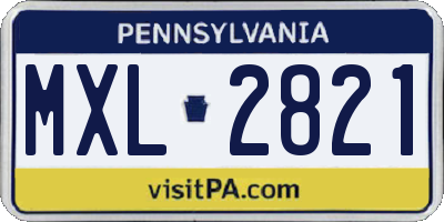 PA license plate MXL2821