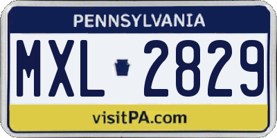 PA license plate MXL2829